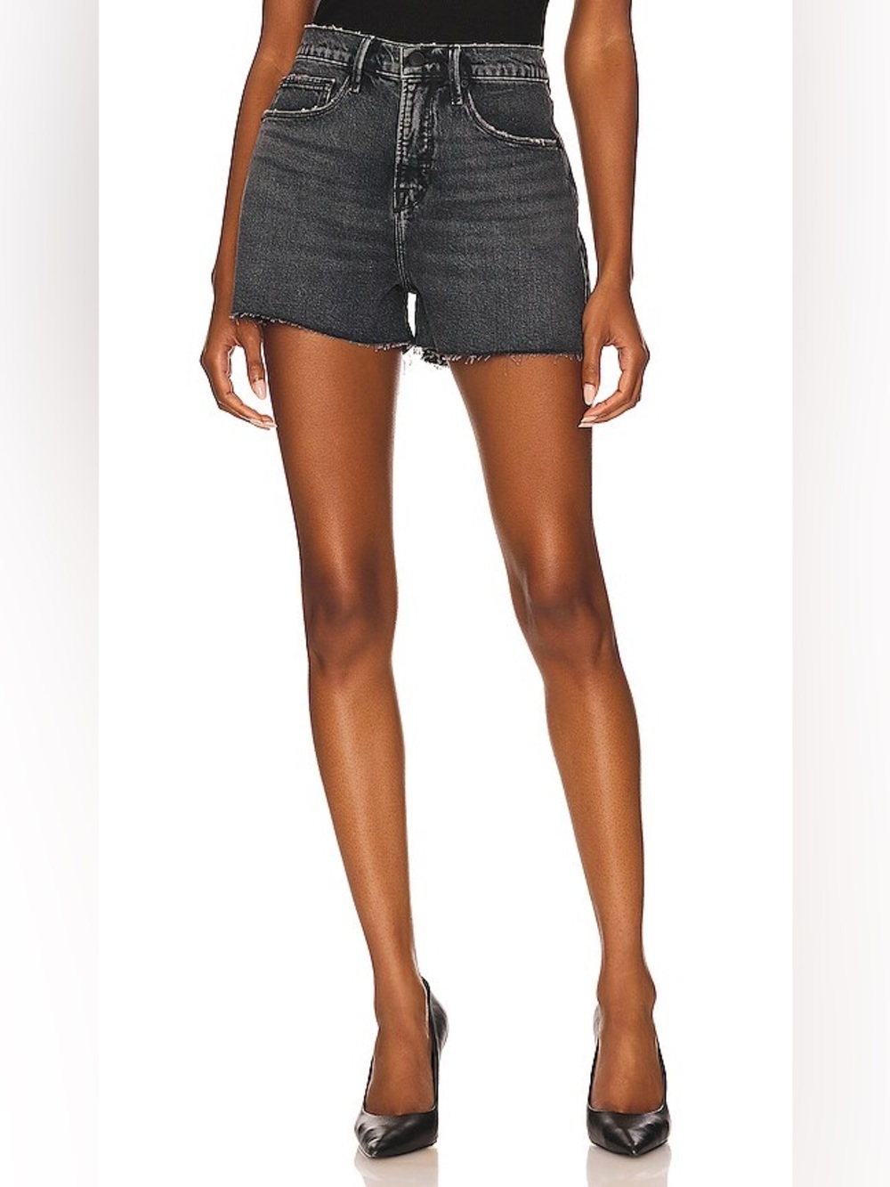 Good American Good '90s Shorts With Step Hem in Black278